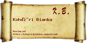 Kohári Bianka névjegykártya