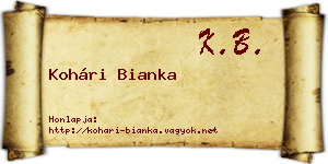 Kohári Bianka névjegykártya